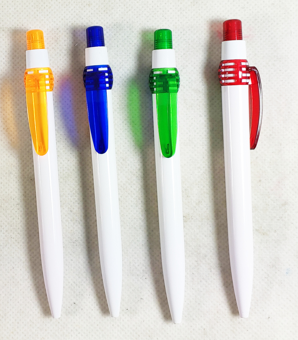 Custom Logo Solid White Barrel Plastic Pens
